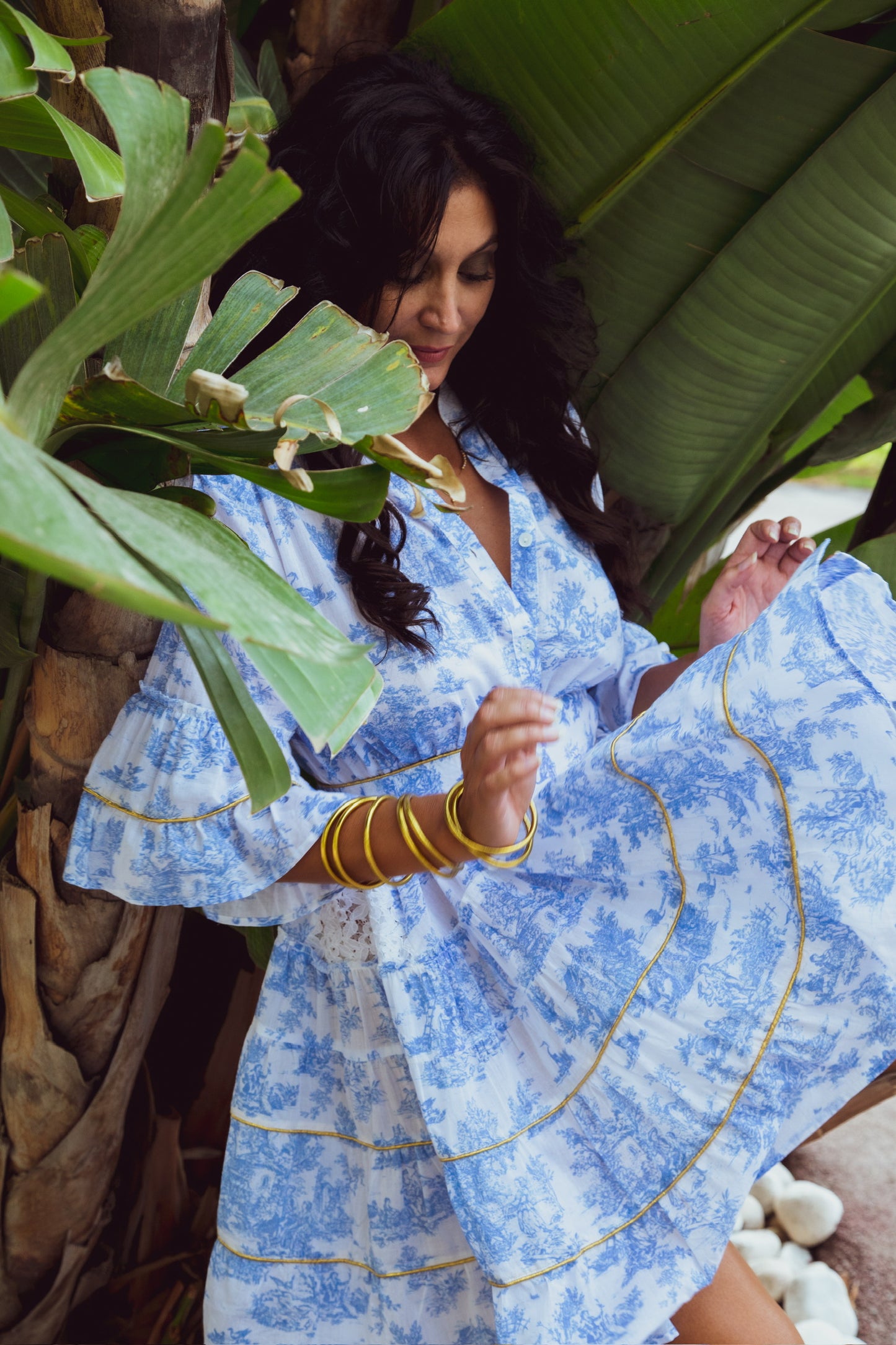 Toile de Jouy Inde ( longueur medium) MEDIUM LENGTH DRESS