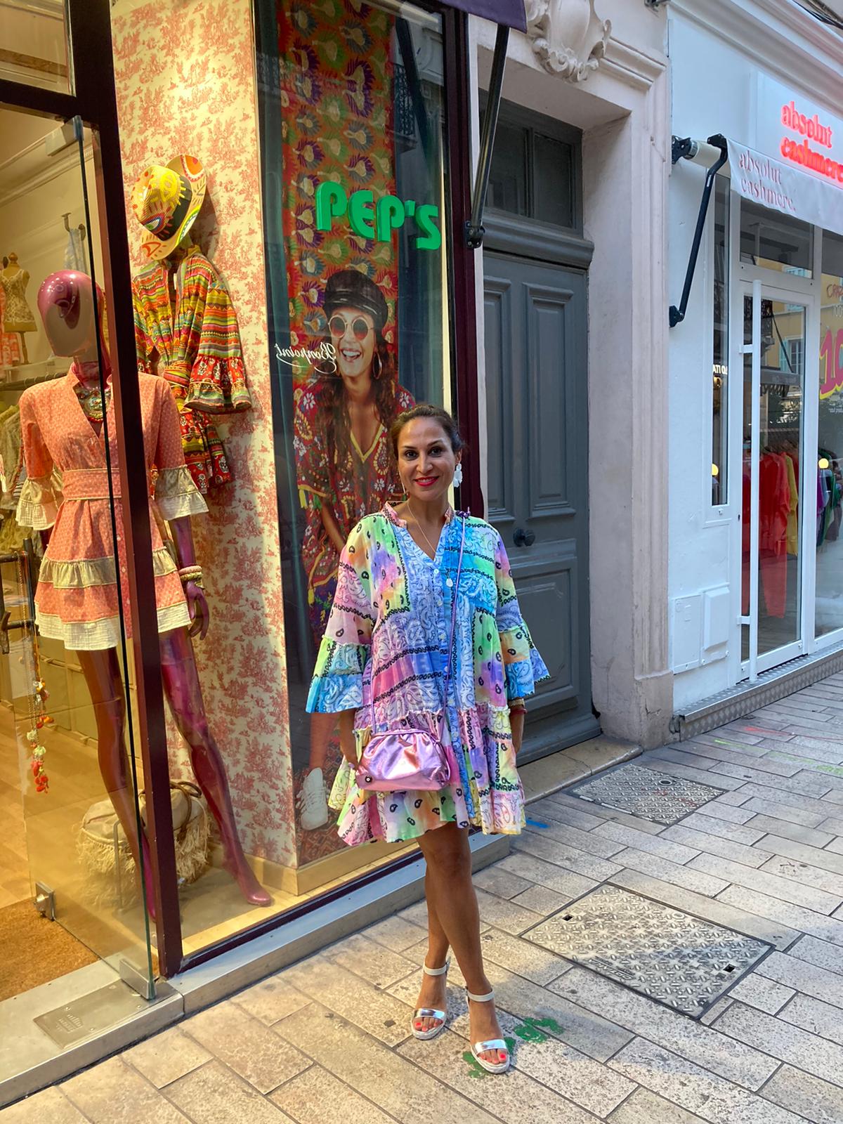 Bandana print TIE DIE Dress (ROBE LONGUEUR MEDIUM)