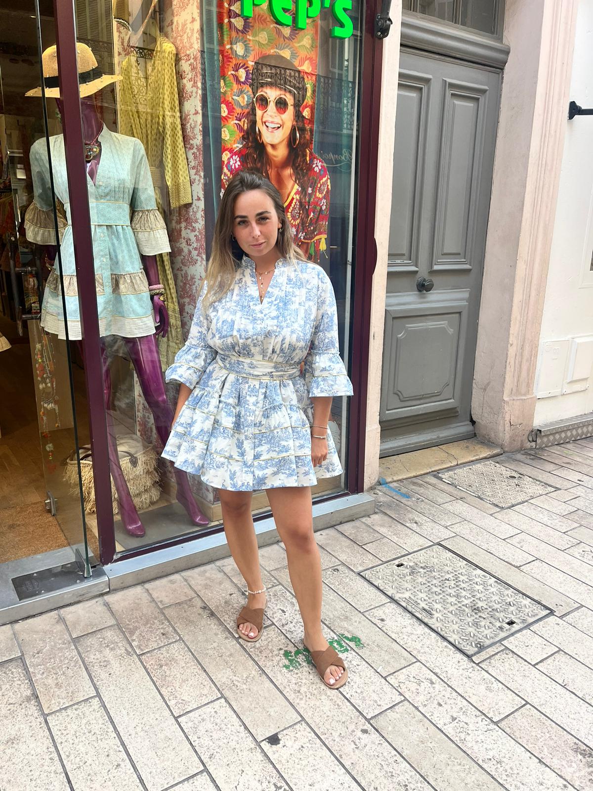 Toile de Jouy Pompadour short dress